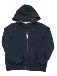 Tmavomodrá propínací mikina s nápisy a kapucí Next