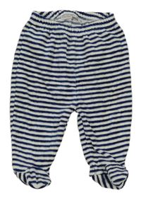 Tmavomodro-bílé pruhované sametové polodupky Ergee