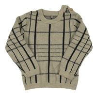 Béžovo-černý kostkovaný svetr Tu