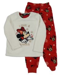 Bílo-červené plyšové pyžamo s Minnie zn. Disney