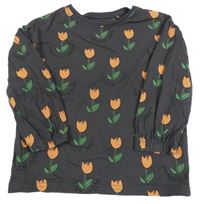 Tmavošedé květované triko John Lewis