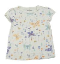 Bílé tričko s květy a motýlky Nutmeg