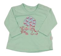 Mintové triko se zebrou a stromem 