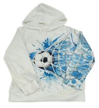 Bílo-modrá sportovní mikina s míčem a kapucí 