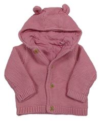 Růžový propínací podšitý svetr s kapucí M&S