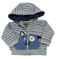 Šwedo-tmavomodrá pruhovaná propínací mikina s pejskem a kapucí M&Co.