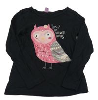 Černé triko se sovou Dopodopo
