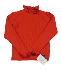 Nové - Červený žebrovaný svetrový rolák Dunnes 