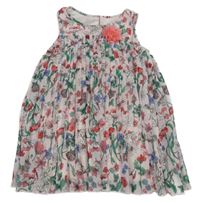 Světlerůžovo-barevné květované šifonové plisované šaty s 3D květem H&M