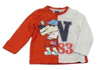 Červeno-bílé triko s pejskem a číslem Original marines