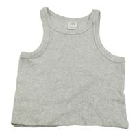 Světlešedý žebrovaný crop top Zara