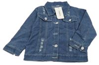 Nové - Tmavomodrá riflová bunda s prošoupáním a jednorožcem 