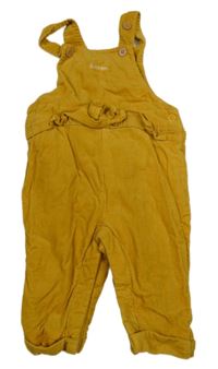 Hořčicové laclové zateplené manšestráky s volánky Orchestra 