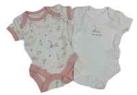 2set - 2x Body - bílé s dinem + růžovo-bílé s diny Matalan