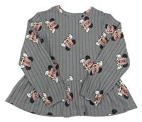 Šedé žebrované úpletové triko s Minnie Disney