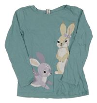 Zelené triko s králíčky Dopodopo