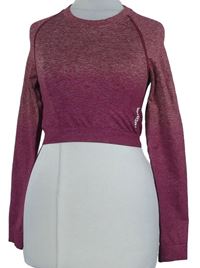 Dámské vínové melírované sportovní funkční crop triko Gymshark 