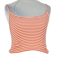 Dámský bílo-červený pruhovaný žebrovaný crop top Topshop 