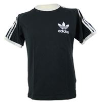 Pánské černé tričko s pruhy Adidas 