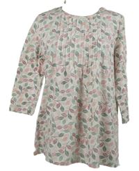 Dámské bílo-barevné vzorované triko s lístky Bonmarché 