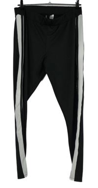 Dámské černé sportovní tepláky s bílými pruhy H&M