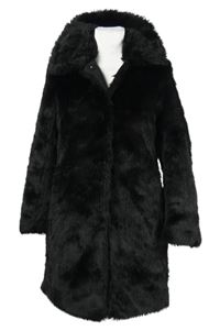 Dámský černý kožešinový kabát H&M