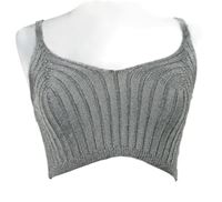 Nové - Dámský stříbrný pletený crop top Berhska 