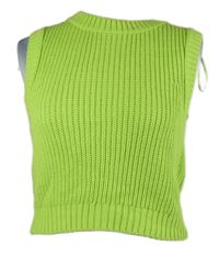 Dámská neonově zelená crop svetrová vesta Primark 