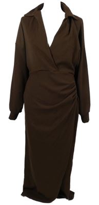 Dámské hnědé strukturované midi šaty s límečkem Asos