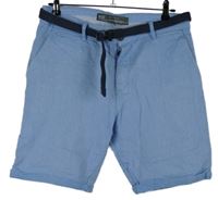 Pánské světlemodré plátěné chino kraťasy s páskem Denim vel. 32