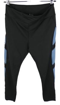 Dámské černo-světlemodré sportovní legíny s pruhy Shein 