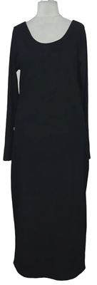 Dámské černé žebrované midi šaty 
