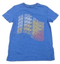 Modré tričko s nápisy zn. M&S