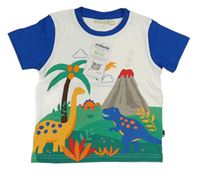 Bílo-modré tričko s dinosaury Jojo Maman Bébé
