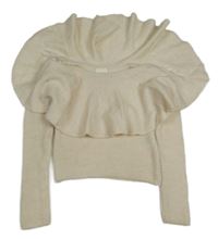 Světlebéžový crop svetr s volánkem H&M