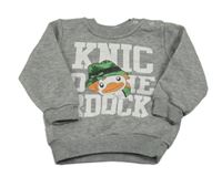 Šedá mikina s nápisem a kačerem