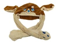 Hnědo-béžová chlupatá čepice - pejsek