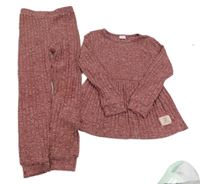 2set- vínovo-růžové melírované úpletové triko+ tepláky 