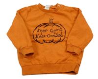 ORanžová melírovaná mikina s dýní a nápisem H&M