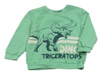 Zelená mikina s dinosaurem a nápisem Little kids