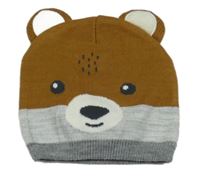 Hnědo-šedá čepice s medvědem C&A