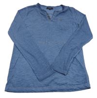 Modré melírované triko s knoflíčky