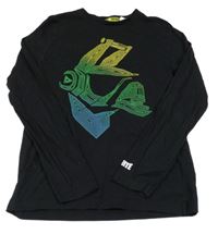 Černé triko s potiskem Fortine