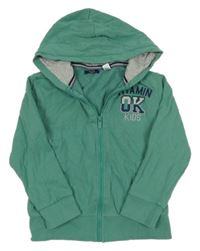 Zelená propínací mikina s nápisem a kapucí Okaidi