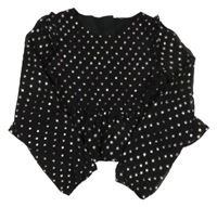 Černá puntíkatá šifonová crop halenka Primark