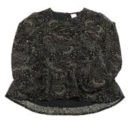 Černá šifonová halenka s hvězdičkami C&A