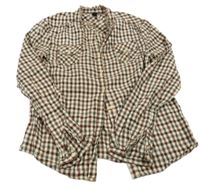 Smetanovo-hnědo-vínová kostkovaná flanelová halenka Zara