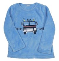 Modrá chlupatá domácí mikina s autem kids