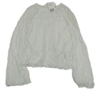 Nové - bílý krajkový top s všitým tílkem H&M