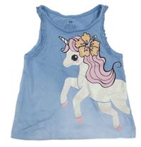 Světlemodrý top s jednorožcem H&M